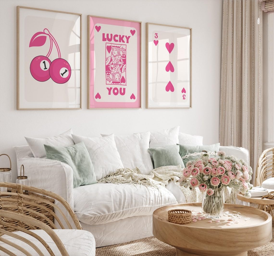Amazon.com: JCSMHVLA Trendy Retro Ace Card Wall Art Set of 3 Lucky